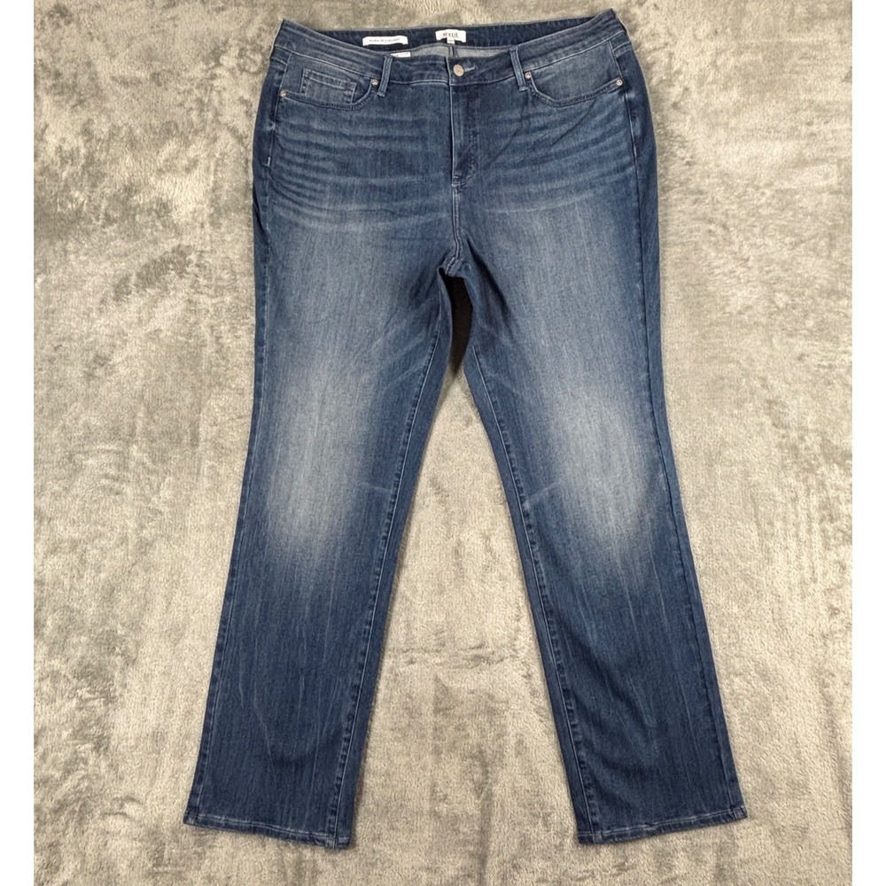 NYDJ Marilyn Straight Leg Jeans Womens 20W Cool Marine Blue Stretch Denim